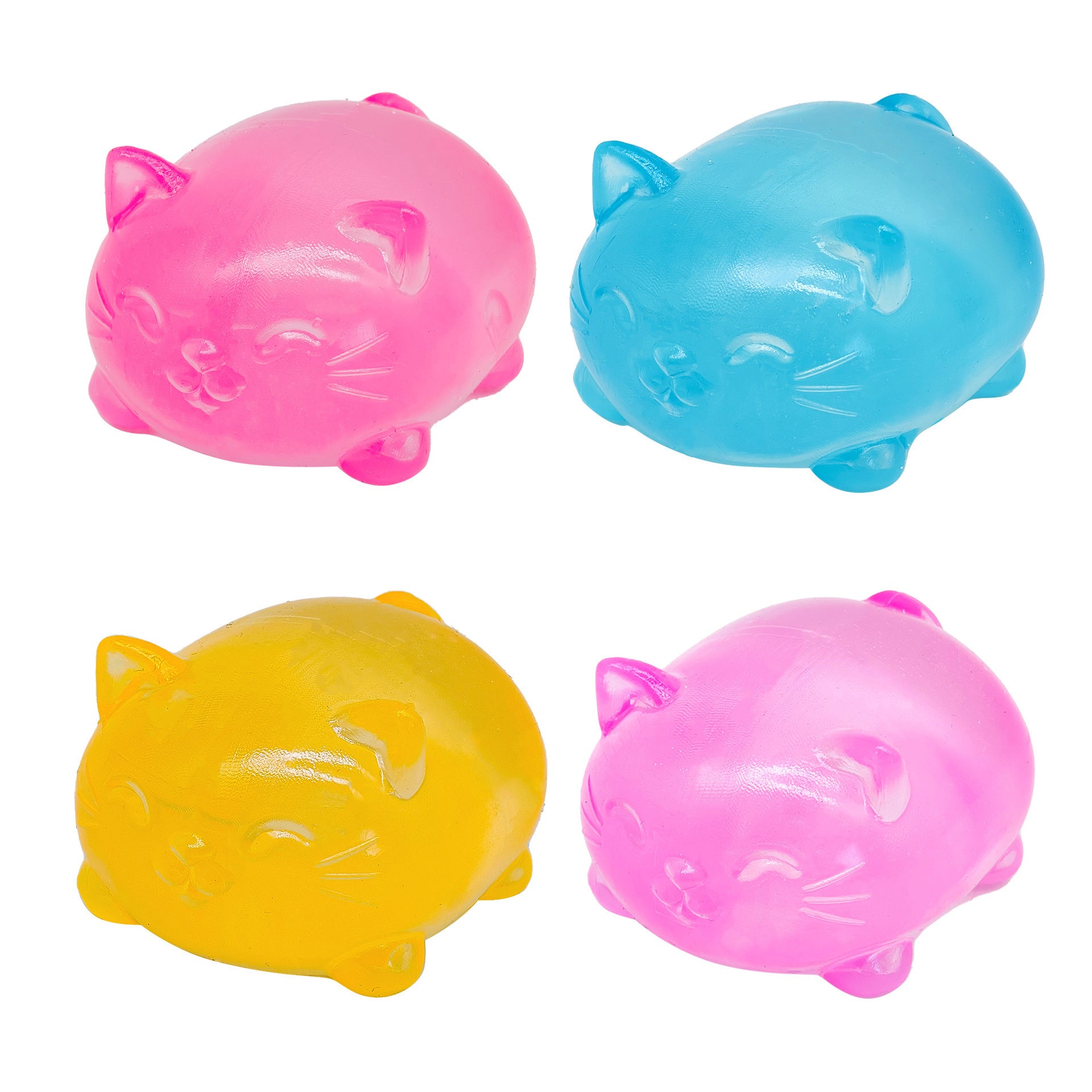 Squishy Cat Stress Ball, Cute Transparent Ice Cube Squeeze Toy for Anxiety Relief, Fidget Sensory Toy for Kids & Adults