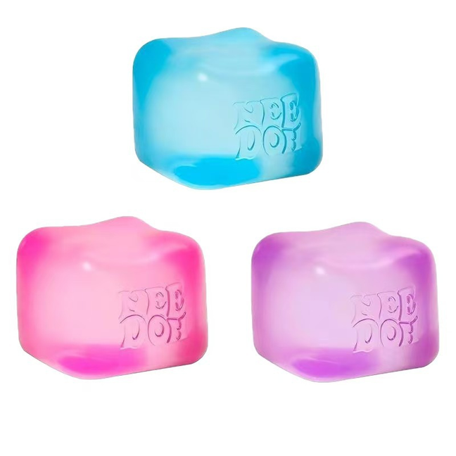 Nice Cube Squishy Toy, Nee Doh Square Squeeze Stress Ball, Soft Gel Fidget Toy for ADHD, Office & Classroom