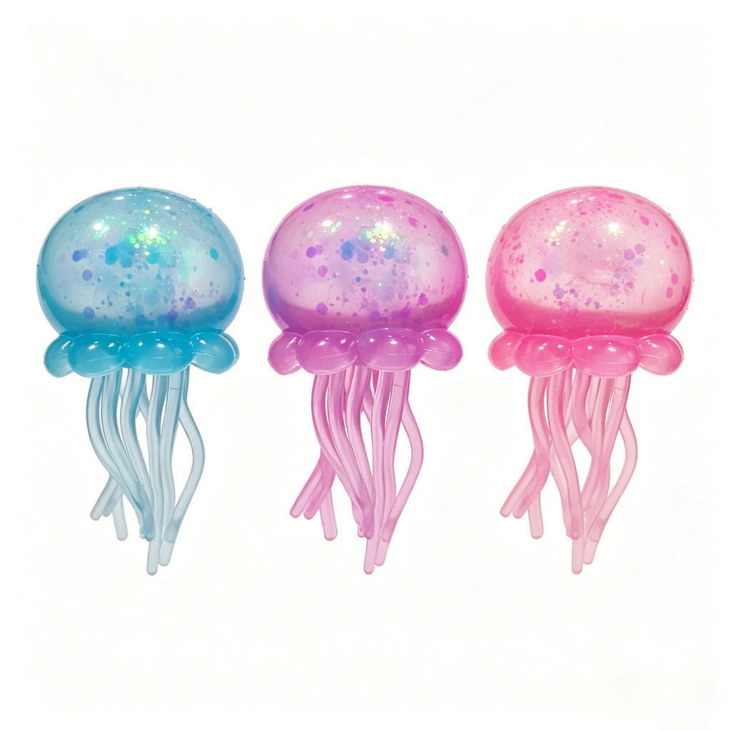 Jelly Squish Jellyfish Stress Ball, Soft TPR Squeeze Toy with Floating Glitter, Cute Fidget Toy for ADHD, Office, Classroom & Travel