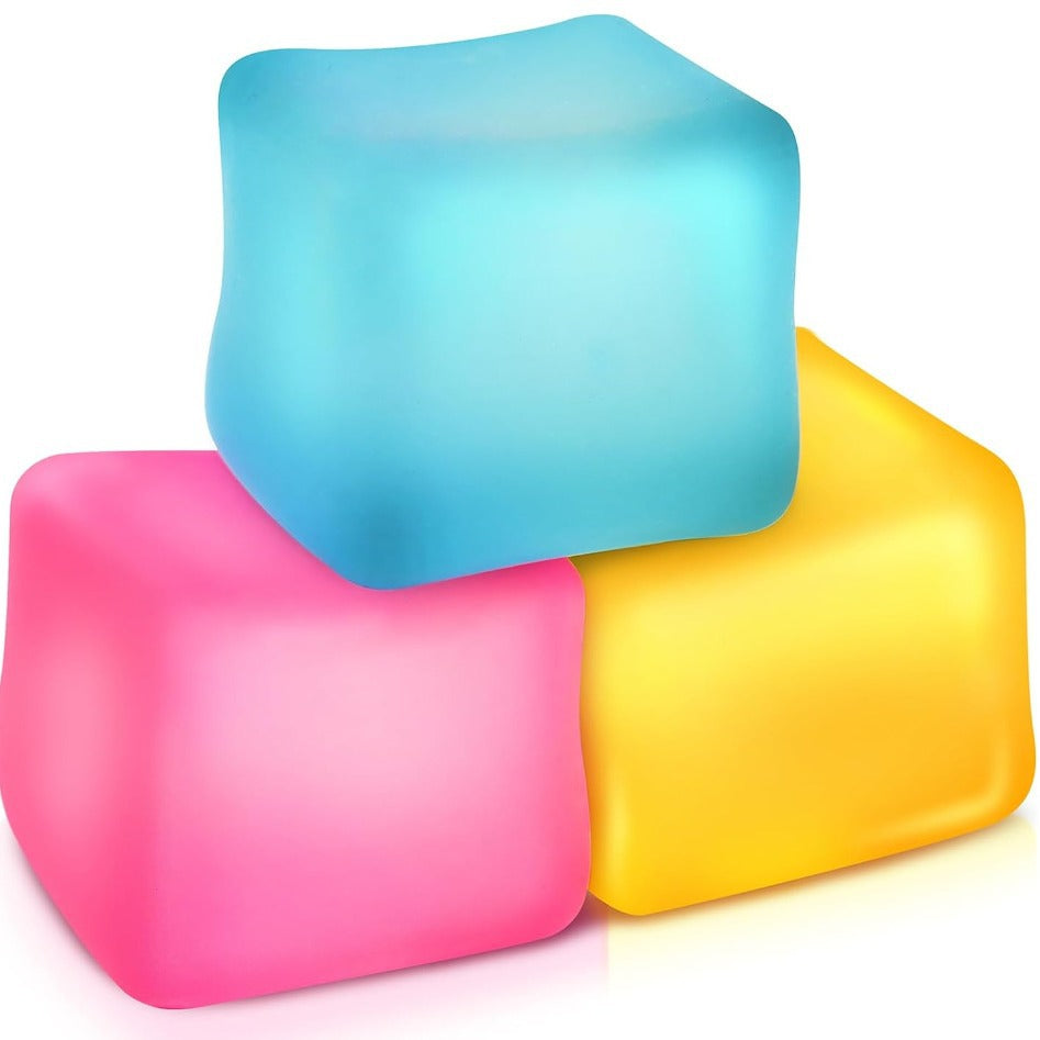 Translucent Cube Squishy Toy, Soft Gel Squeeze Stress Ball, Perfect Birthday Gift for Kids