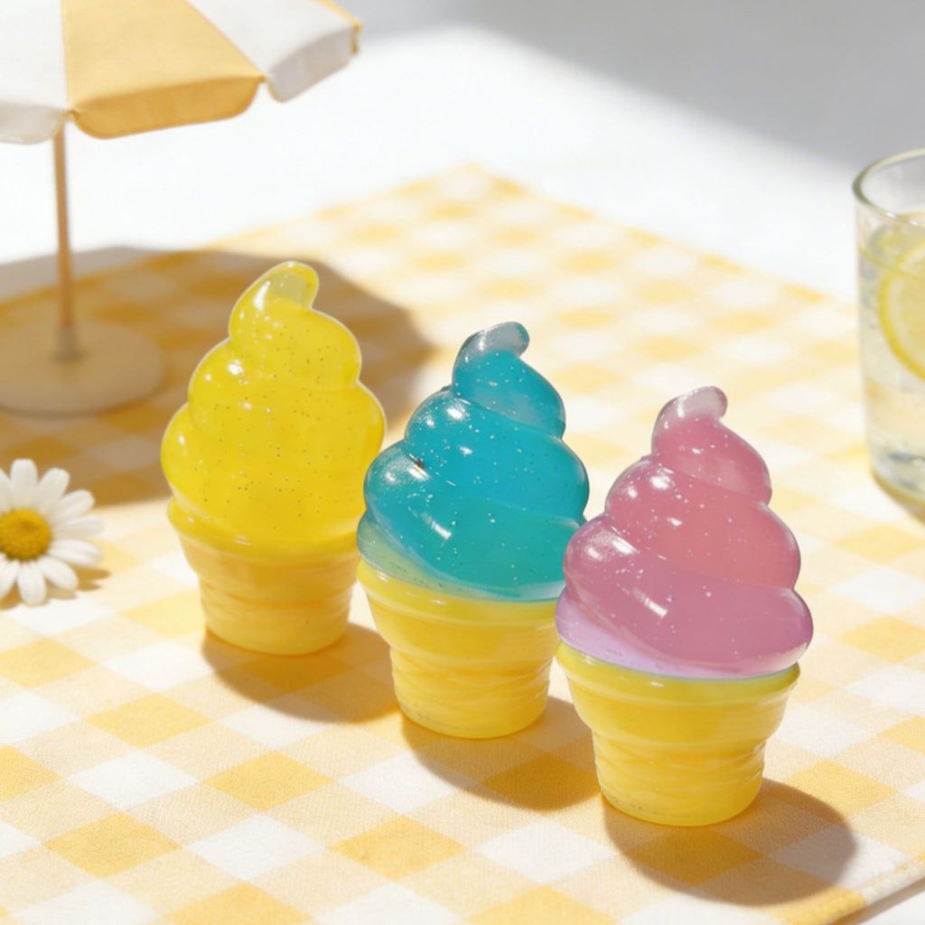 Ice Cream Squishy with Glitter, Soft TPR Squeeze Stress Ball, Sweet Dessert Fidget Toy for ADHD, Office & Classroom