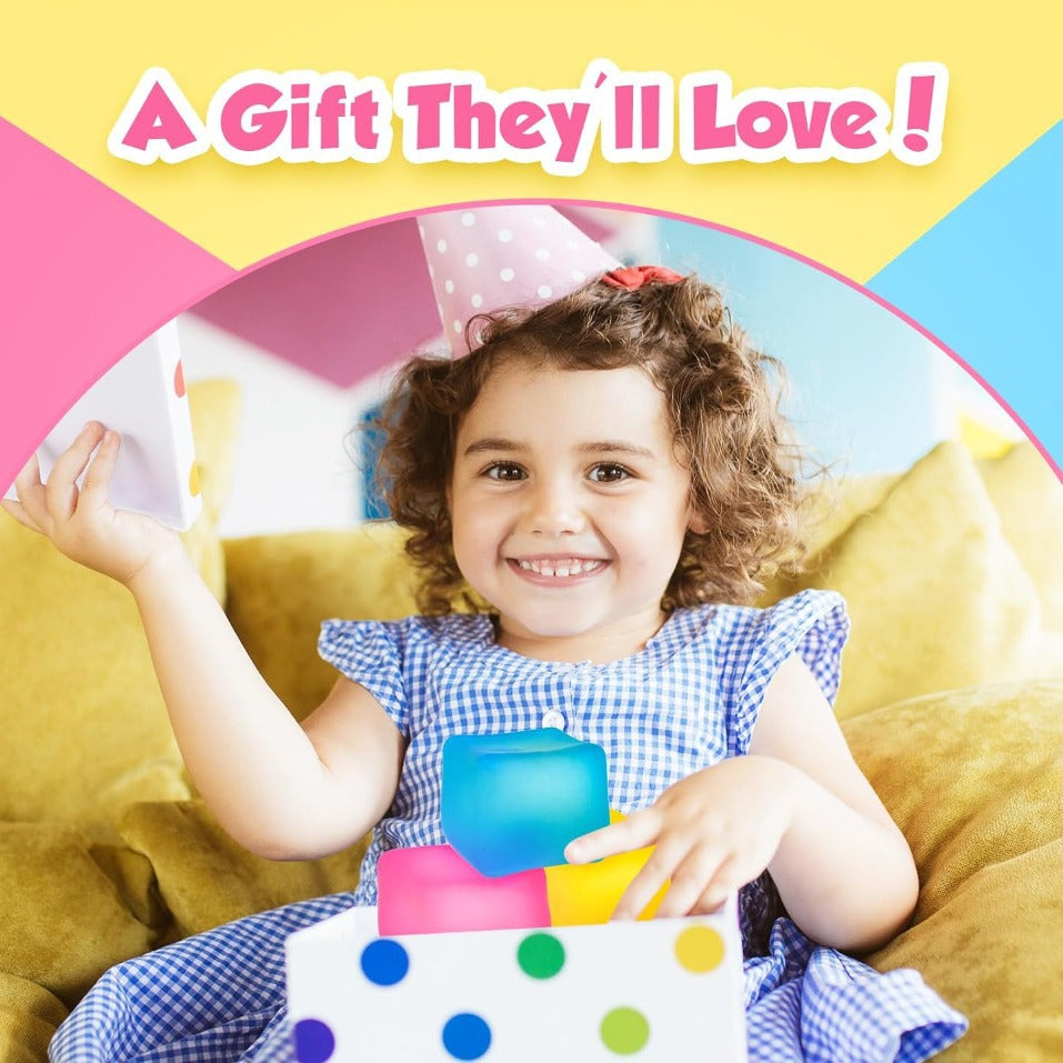 Translucent Cube Squishy Toy, Soft Gel Squeeze Stress Ball, Perfect Birthday Gift for Kids