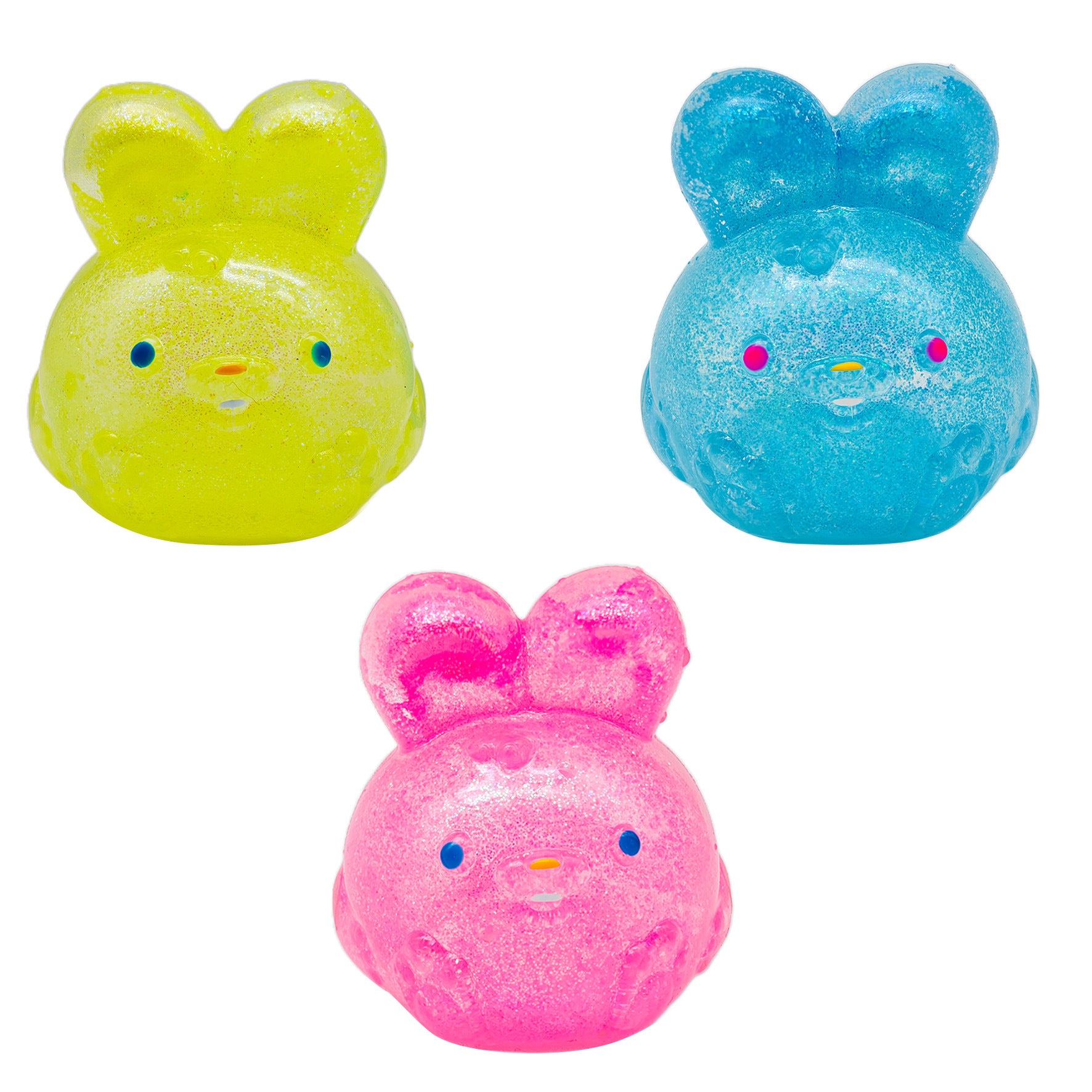 Kawaii Glitter Bunny Squishy, Slow Rising Squeeze Stress Relief Toy, Fun Easter Basket Stuffer for Kids & Adults