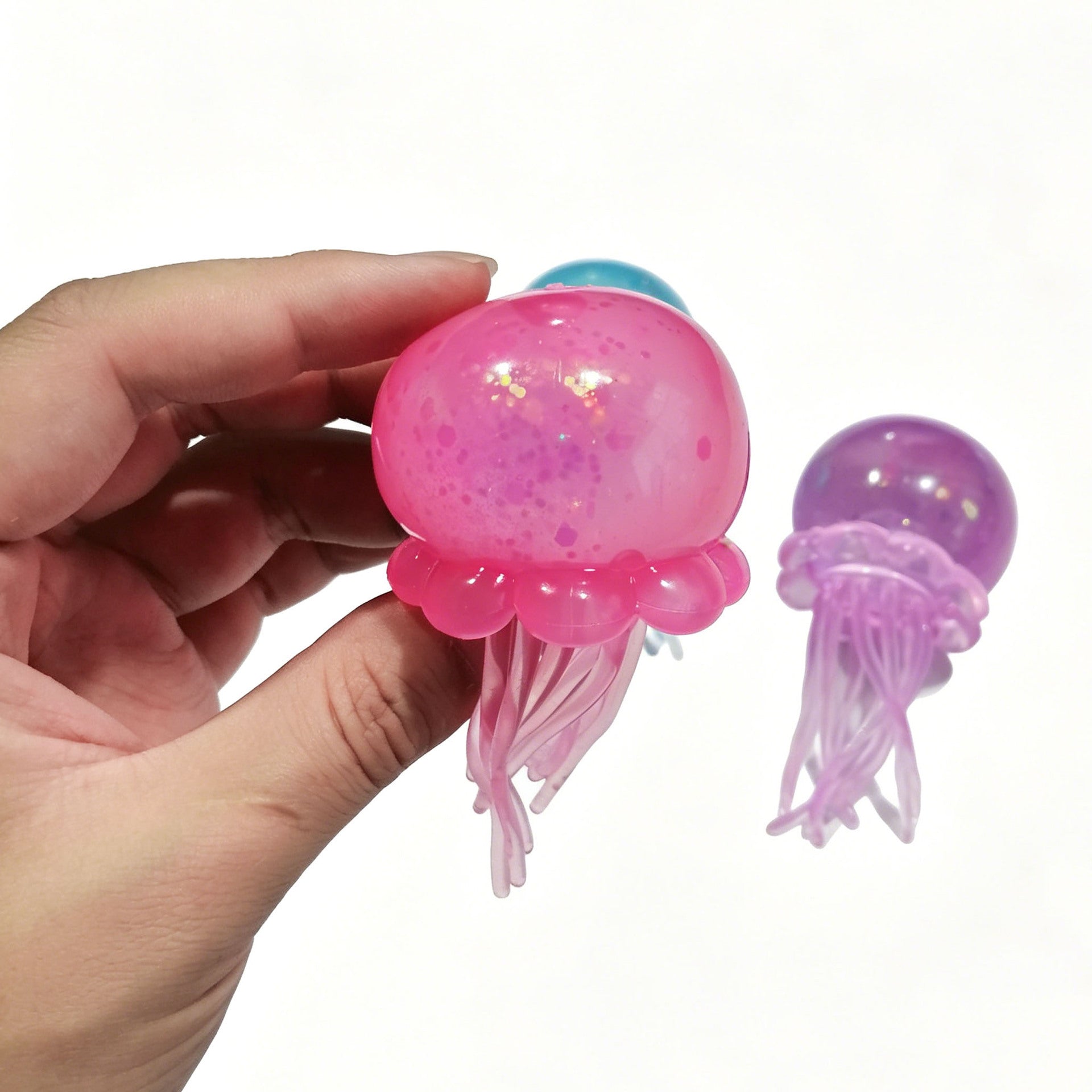 Jelly Squish Jellyfish Stress Ball, Soft TPR Squeeze Toy with Floating Glitter, Cute Fidget Toy for ADHD, Office, Classroom & Travel