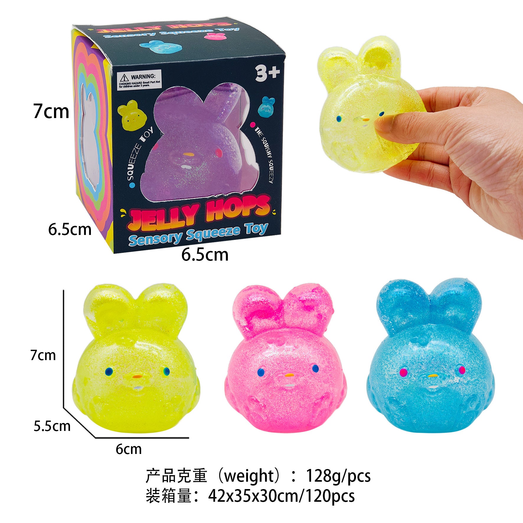 Kawaii Glitter Bunny Squishy, Slow Rising Squeeze Stress Relief Toy, Fun Easter Basket Stuffer for Kids & Adults