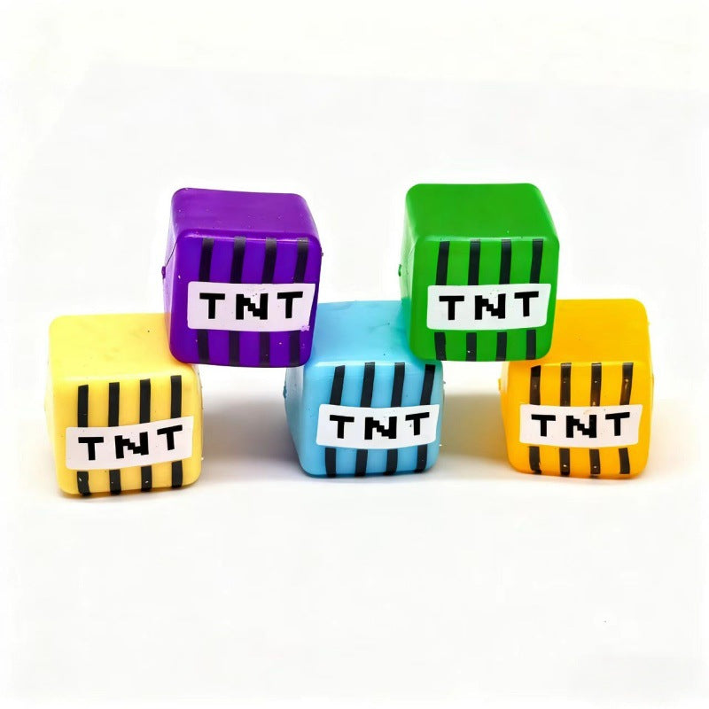 TNT Block Squishy Stress Toy, Soft Cube Squeeze Fidget Toy for ADHD, Gamer Gift for Office, Classroom & Travel