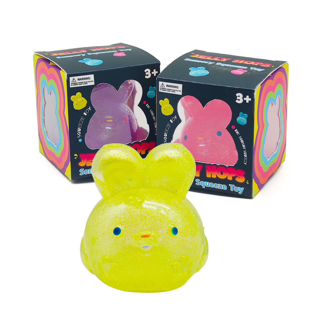 Kawaii Glitter Bunny Squishy, Slow Rising Squeeze Stress Relief Toy, Fun Easter Basket Stuffer for Kids & Adults