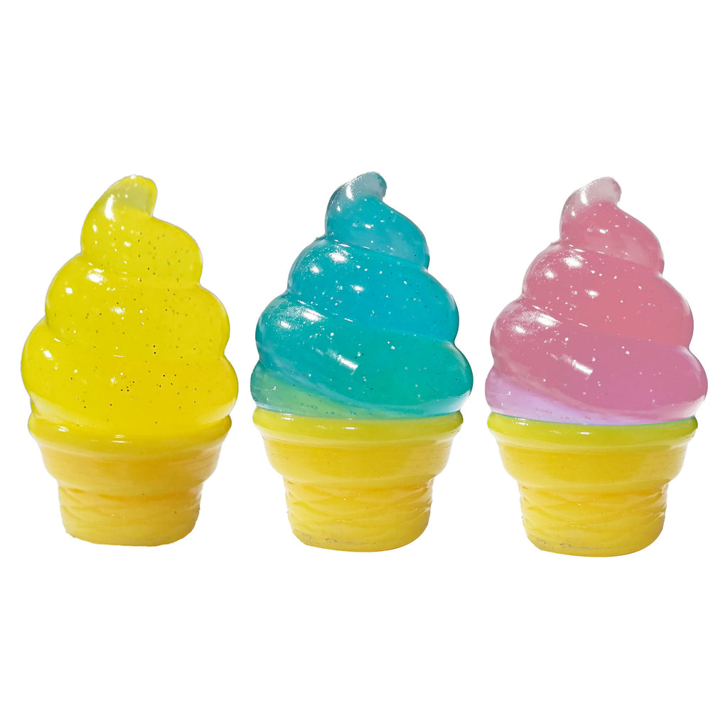 Ice Cream Squishy with Glitter, Soft TPR Squeeze Stress Ball, Sweet Dessert Fidget Toy for ADHD, Office & Classroom