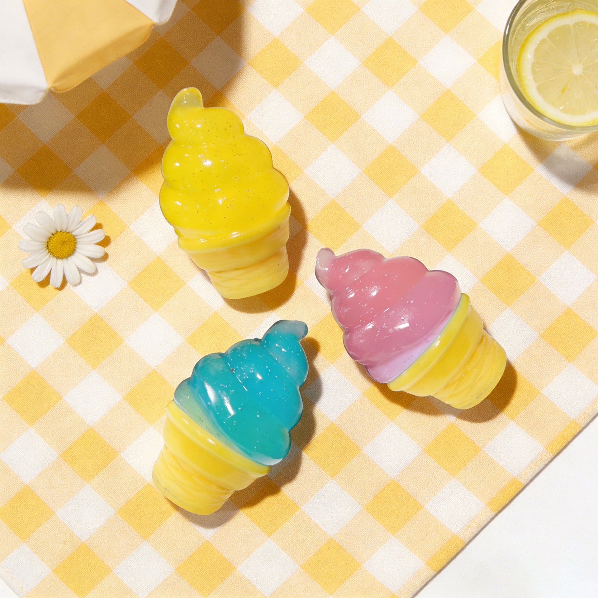 Ice Cream Squishy with Glitter, Soft TPR Squeeze Stress Ball, Sweet Dessert Fidget Toy for ADHD, Office & Classroom