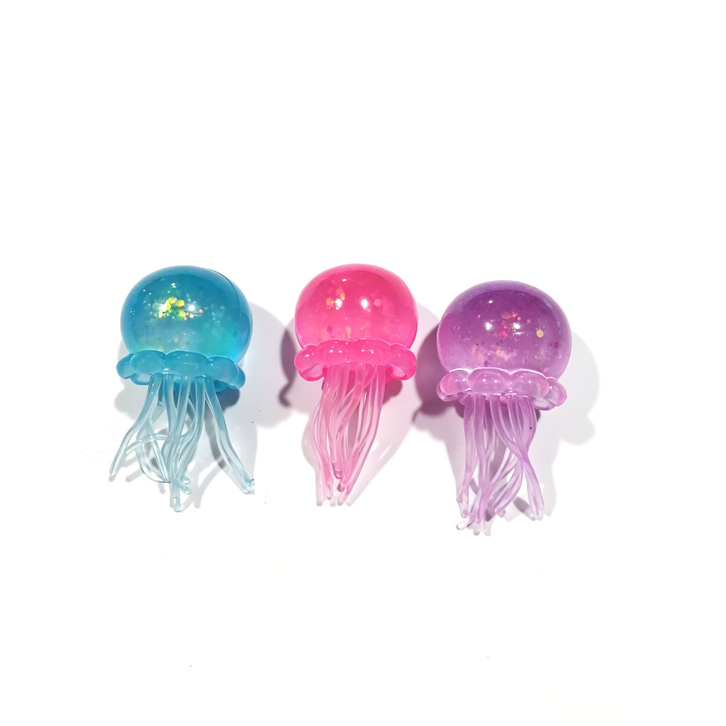 Jelly Squish Jellyfish Stress Ball, Soft TPR Squeeze Toy with Floating Glitter, Cute Fidget Toy for ADHD, Office, Classroom & Travel