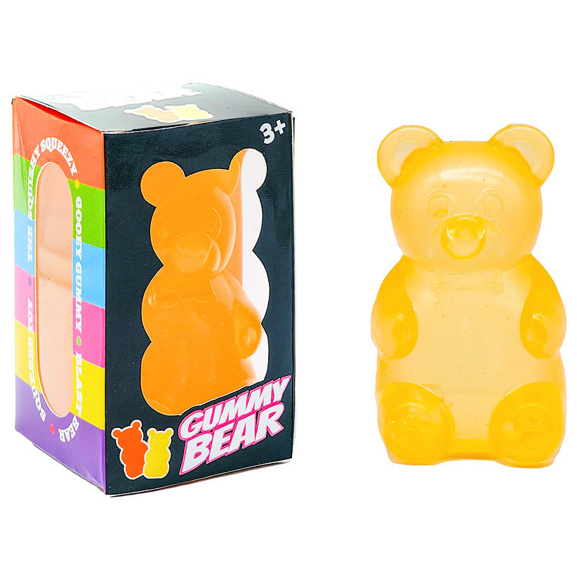 Kawaii Gummy Bear Squishy Toy, Slow Rising Squeeze Stress Ball, Fidget Sensory Toy for Kids Birthday Gift