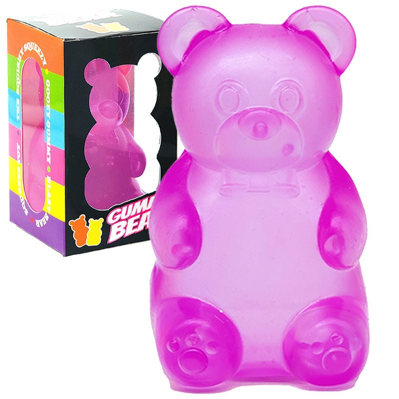 Kawaii Gummy Bear Squishy Toy, Slow Rising Squeeze Stress Ball, Fidget Sensory Toy for Kids Birthday Gift
